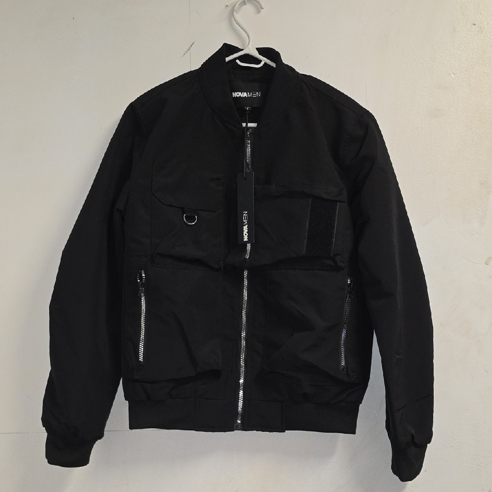 Fashion Nova Midnight Black Bomber Jacket SMALL